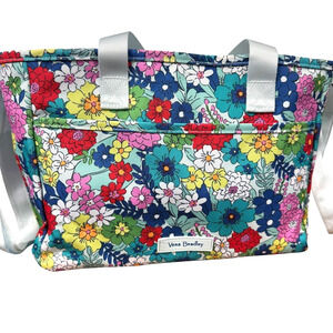 Vera Bradley Far Out Floral Tote Double Handle Organizer Handbag Purse Bag
